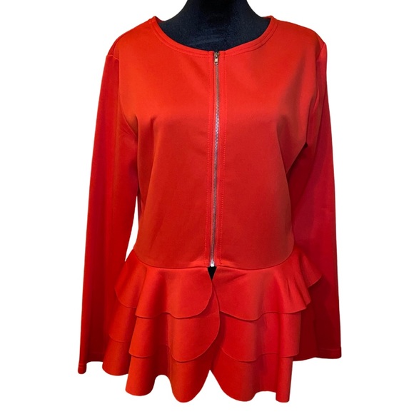 NWOT Red Two Piece Ruffle Pantsuit Women’s Size Large - Picture 4 of 16